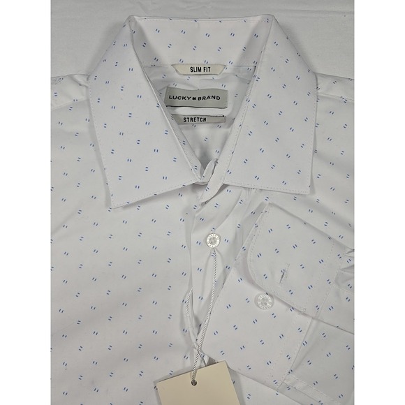 Nwt Lucky Brand Mens Medium Slim Fit L/S Button Down Wrinkle Free Stretch Shirt